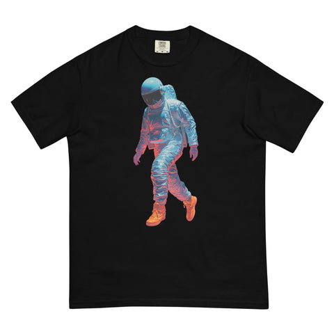 Spaceman floating while wearing Timberland boots heavyweight t-shirt Les Sapeur